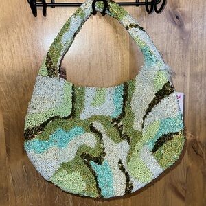 Made In India | Shades of Green Beaded Handbag